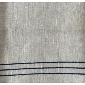 Off-White Navy-Blue Stripe Cotton Linen Toweling Tea Towel Fabric 16.5 x 65 Inch